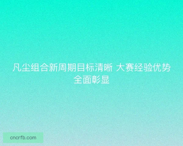 凡尘组合新周期目标清晰 大赛经验优势全面彰显
