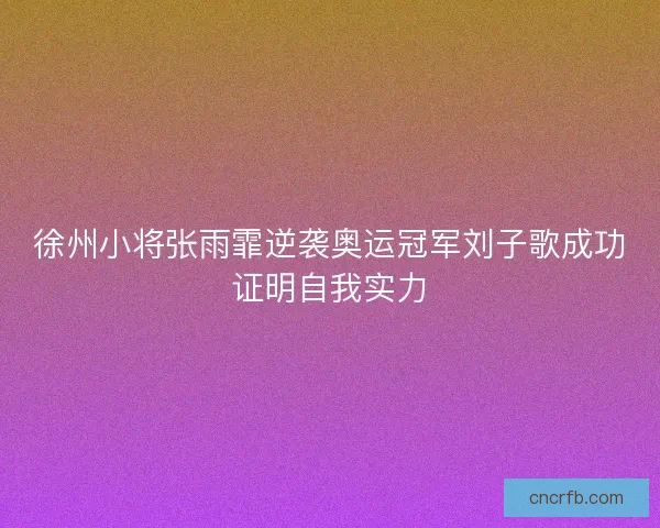 徐州小将张雨霏逆袭奥运冠军刘子歌成功证明自我实力