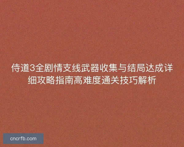 侍道3全剧情支线武器收集与结局达成详细攻略指南高难度通关技巧解析